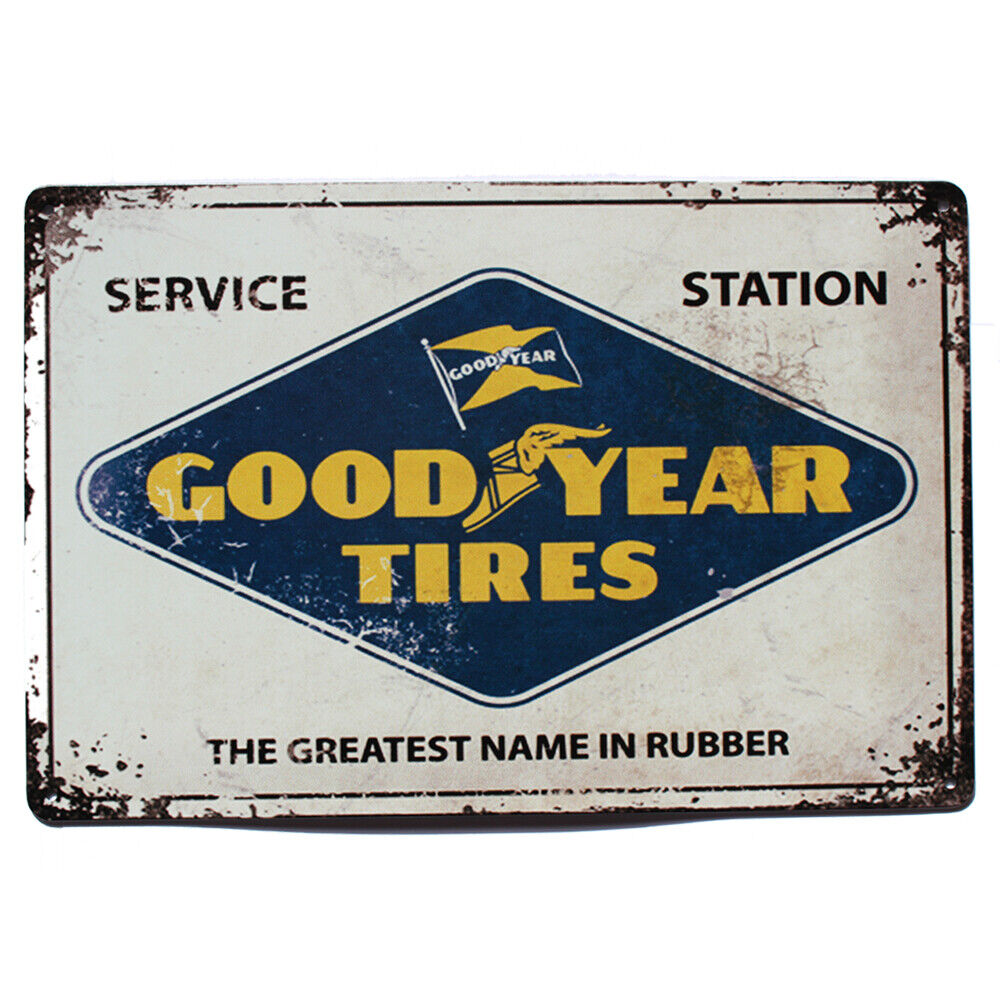 Tin Sign Service Station Good Year Tires The Greatest Name In Rubber 300x200mm