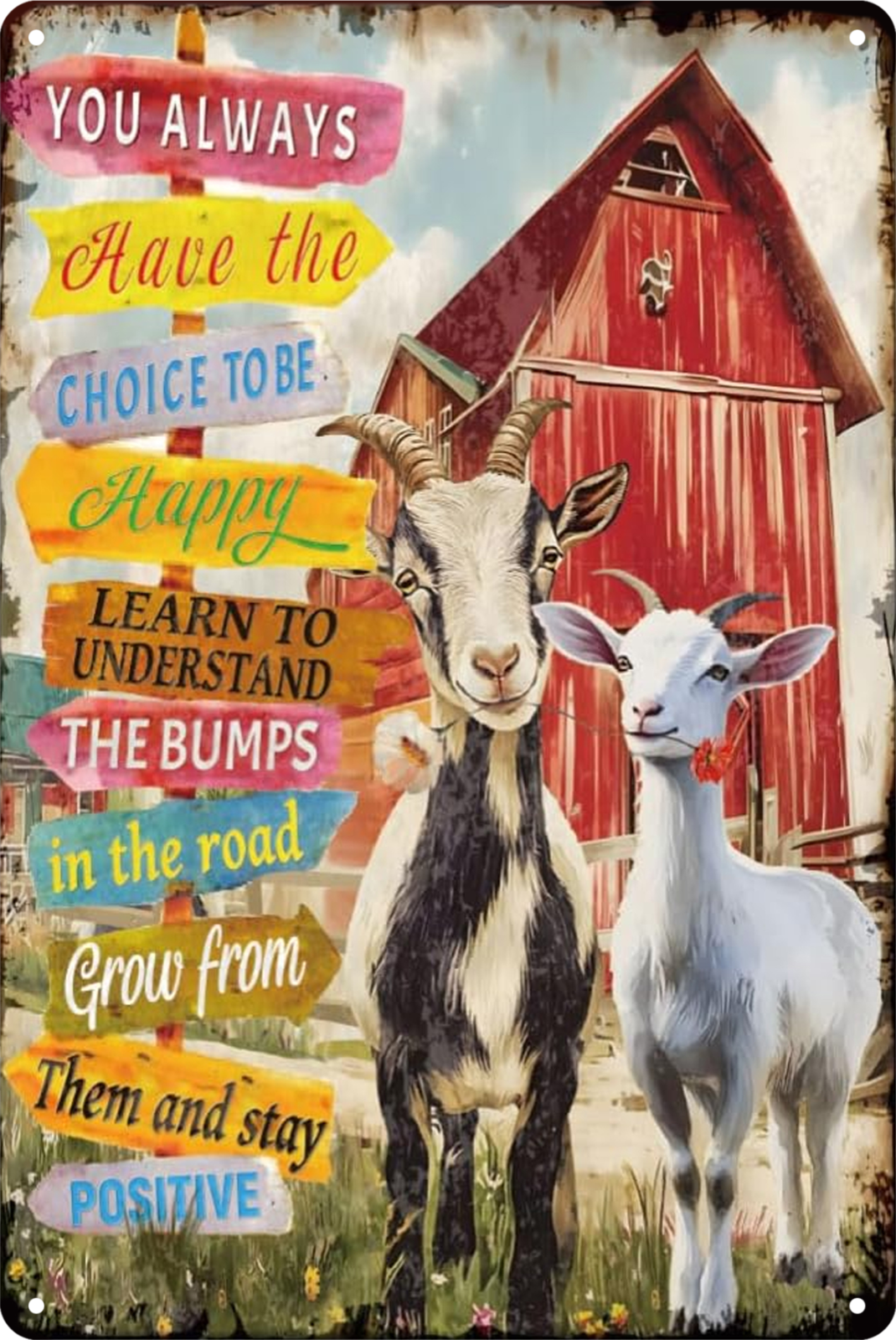 Goat Road Be Happy Understand Superdant Tin Sign Rustic Vintage Retro 20x30cm