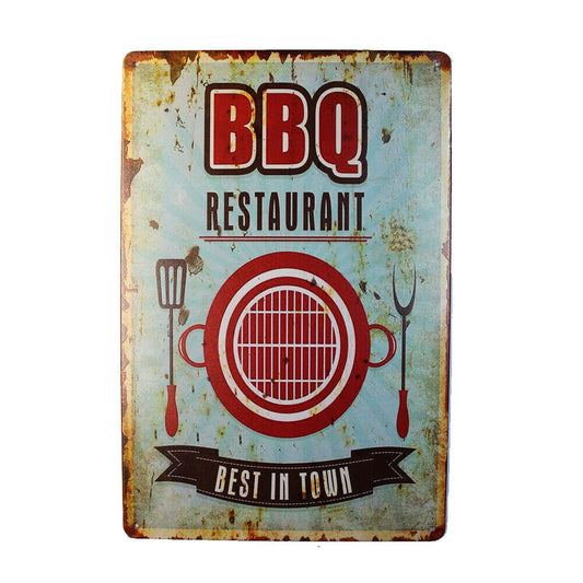 Tin Sign  BBQ Restaurant Sprint Drink Bar Whisky Rustic Look