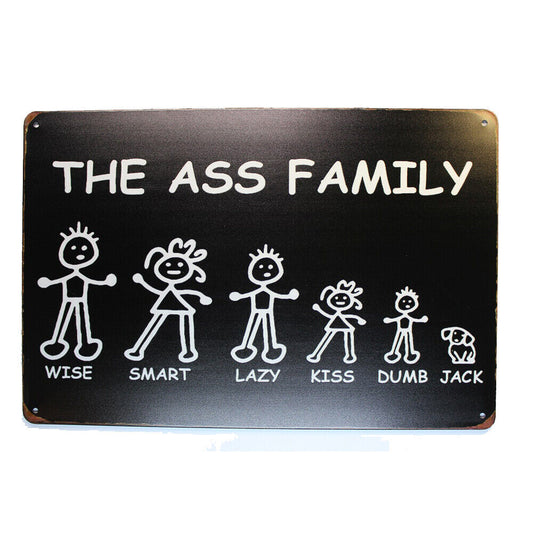 Tin Sign The Ass Family Sprint Drink Bar Whisky Rustic Look