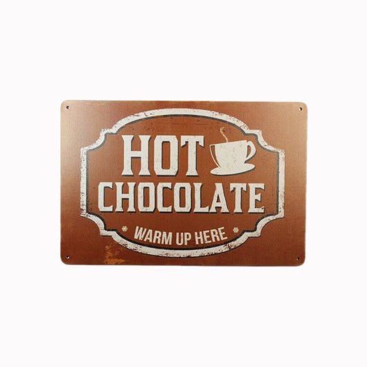 Tin Sign Hot Chocolate  Sprint Drink Bar Whisky Rustic Look