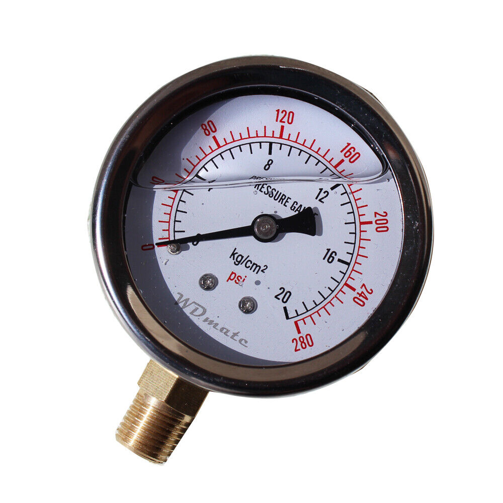 Liquid Oil Filled Pressure Gauge 63mm 2.5”280psi 20kg/cm Bar 1/4″bspt Fuel Mete