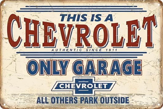 This Is Chevrolet Only Garage Tin Sign All Others Park Outside Retro 20x30cm