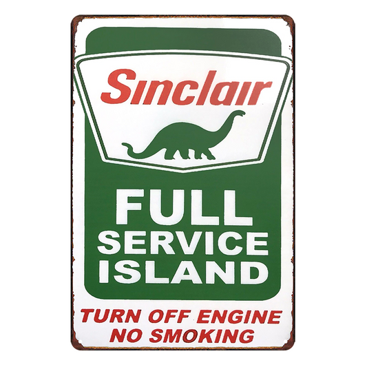 Sinclair Full Service Island Gas Oil Rustic Metal Sign Vintage Tin  Garage