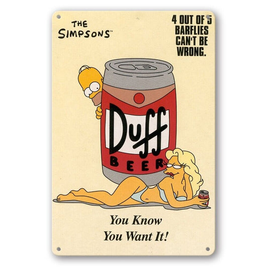 Tin Sign The Simpson Duff Beer Know Want It Barflies Rustic Look Decorative