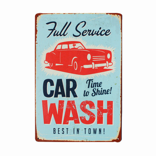 Tin Sign Car Wash Rustic Look Vintage Tin Metal Sign Man Cave 200x300mm Metal