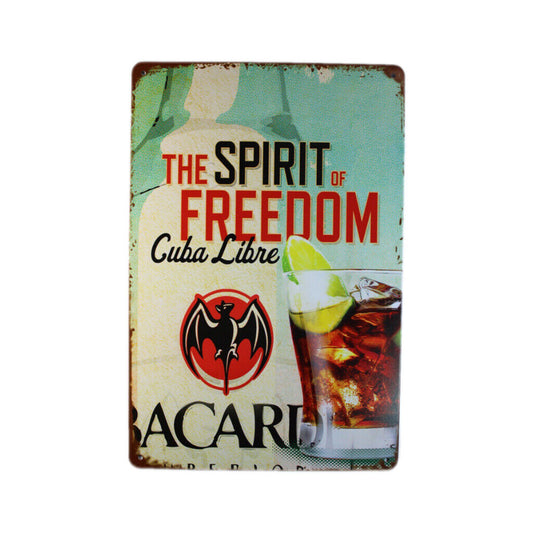 Tin Sign The Spirit Of Freedom Sprint Drink Bar Whisky Rustic Look