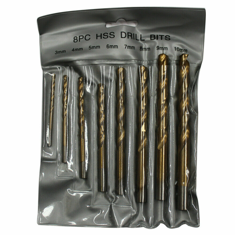 Titanium Coated Hss Twist Drill Set 3-10mm 8pcs Metric High Speed Steel Pro Qual