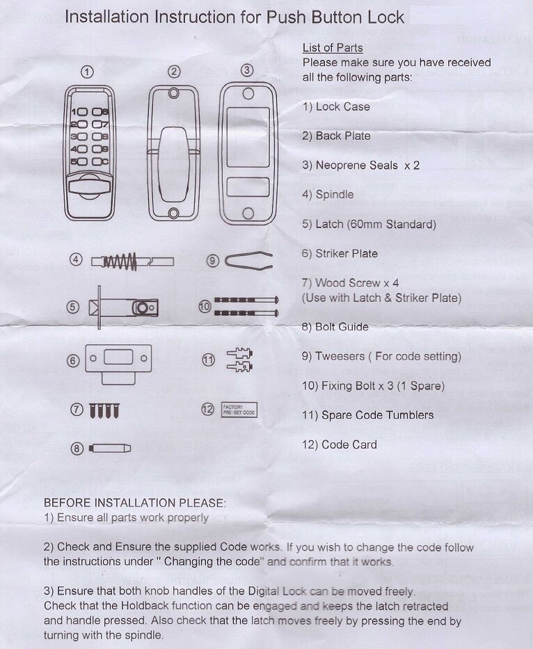 Digital Door Lock Keyless Entry Code Security Keypad Password Lr Hand Metal Home