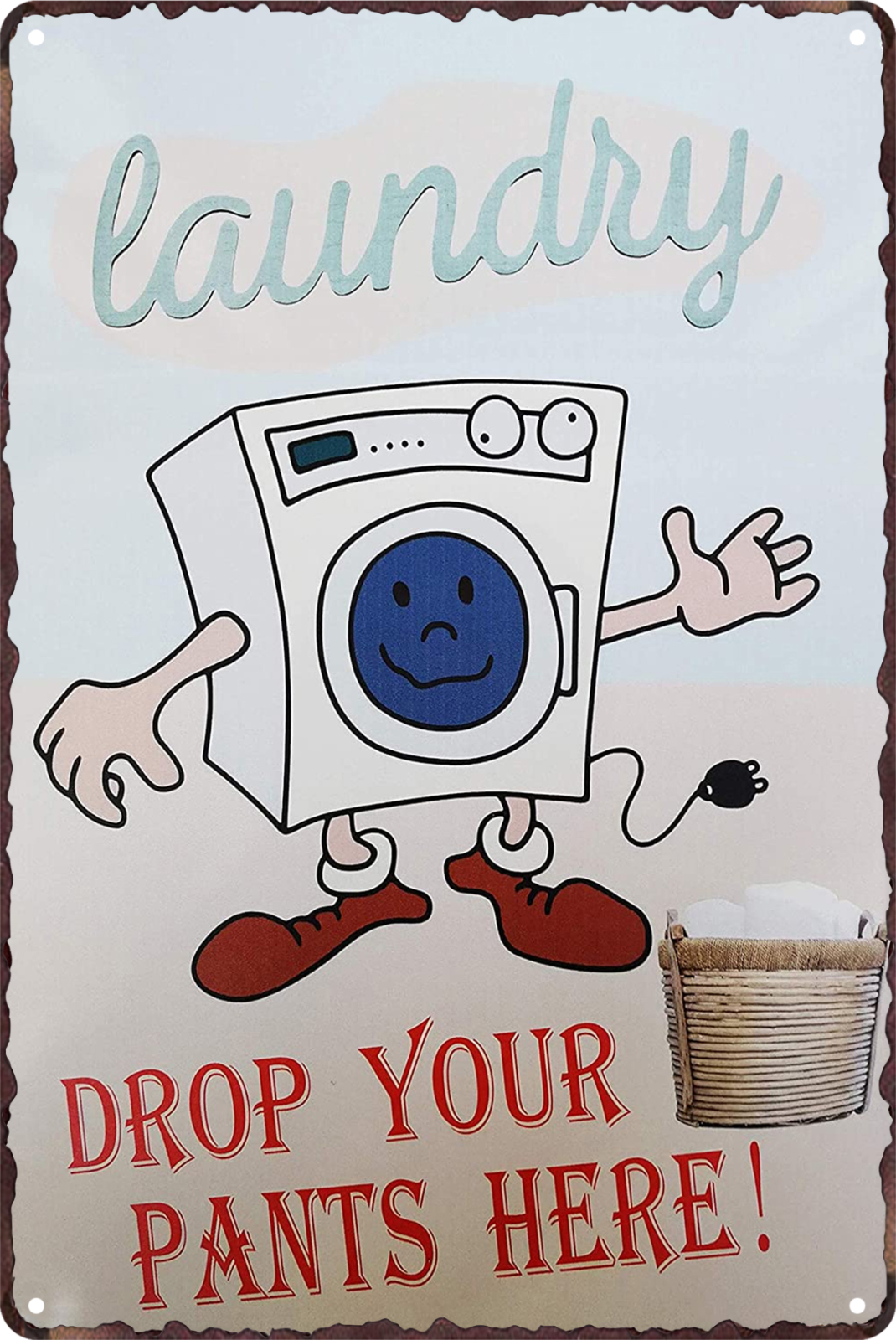 Laundry Drop Your Pants Here Tin Sign Rustic Look  Retro 20x30cm