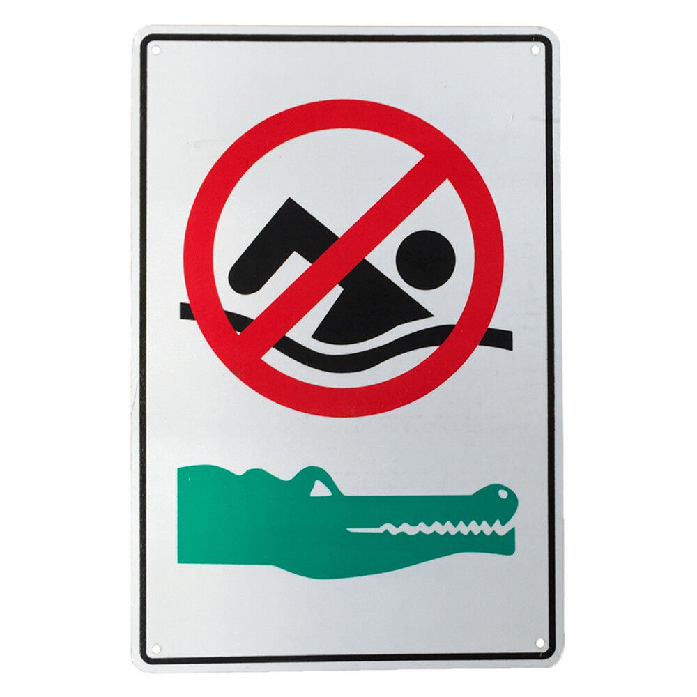 Warning Sign No Swimming Dangerous Crocodile 200x300mm Metal Safe Beach 16003029