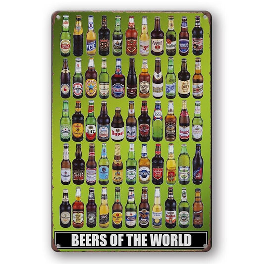 Tin Sign Beers Of The World Menu All Famous Brands Rustic Decorative Vintage