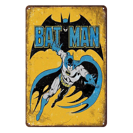 Bat Man Rustic Metal Sign Vintage Tin Decorative Bar