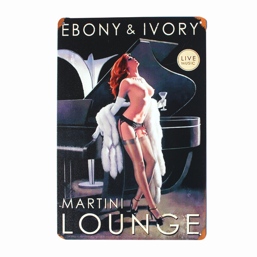 Tin Sign Martini Lounge Rustic Look Vintage Man Cave,shed-garage & Bar 200x300mm