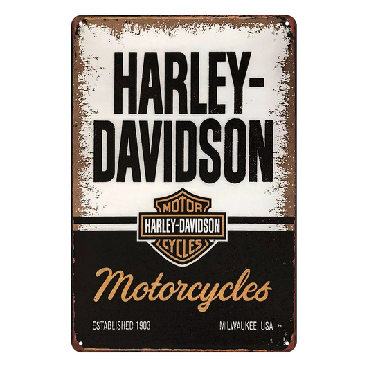 Harley-davidson Motorcycles Rustic Metal Sign Vintage Tin Shed Garage Bar
