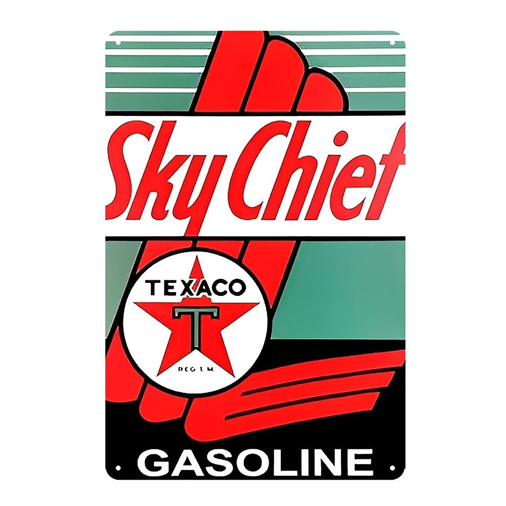 Sky Chief Texaco Gasoline Tin Sign Vintage
