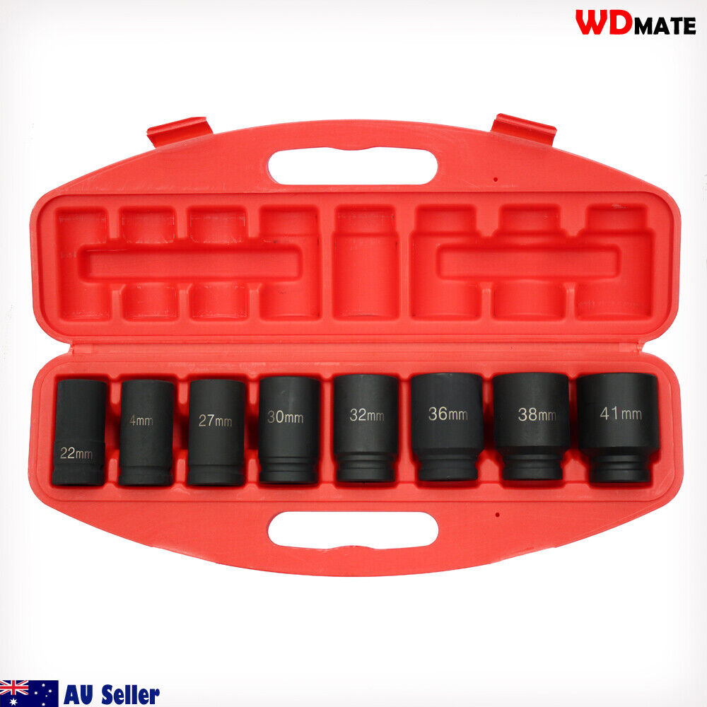 9pc Dr 3/4″ Impact Deep Socket Set H78 Metric 22-41mm Crv Garage Mechanic