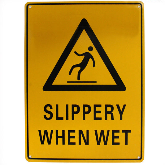 Warning Safety Sign Slippery When Wet 200x300mm Outdoor Caution  Metal 16003062