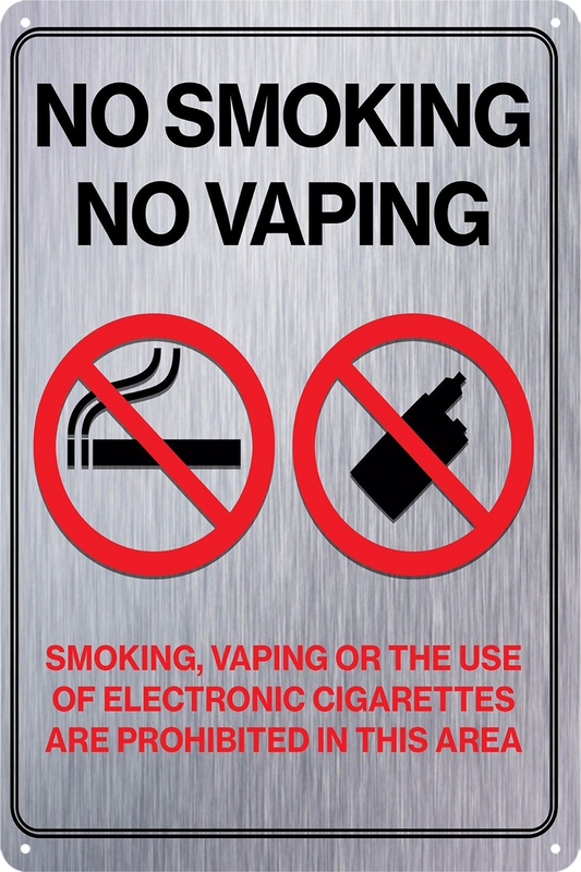 No Smoking No Vaping Tin Sign Rustic Look Vintage