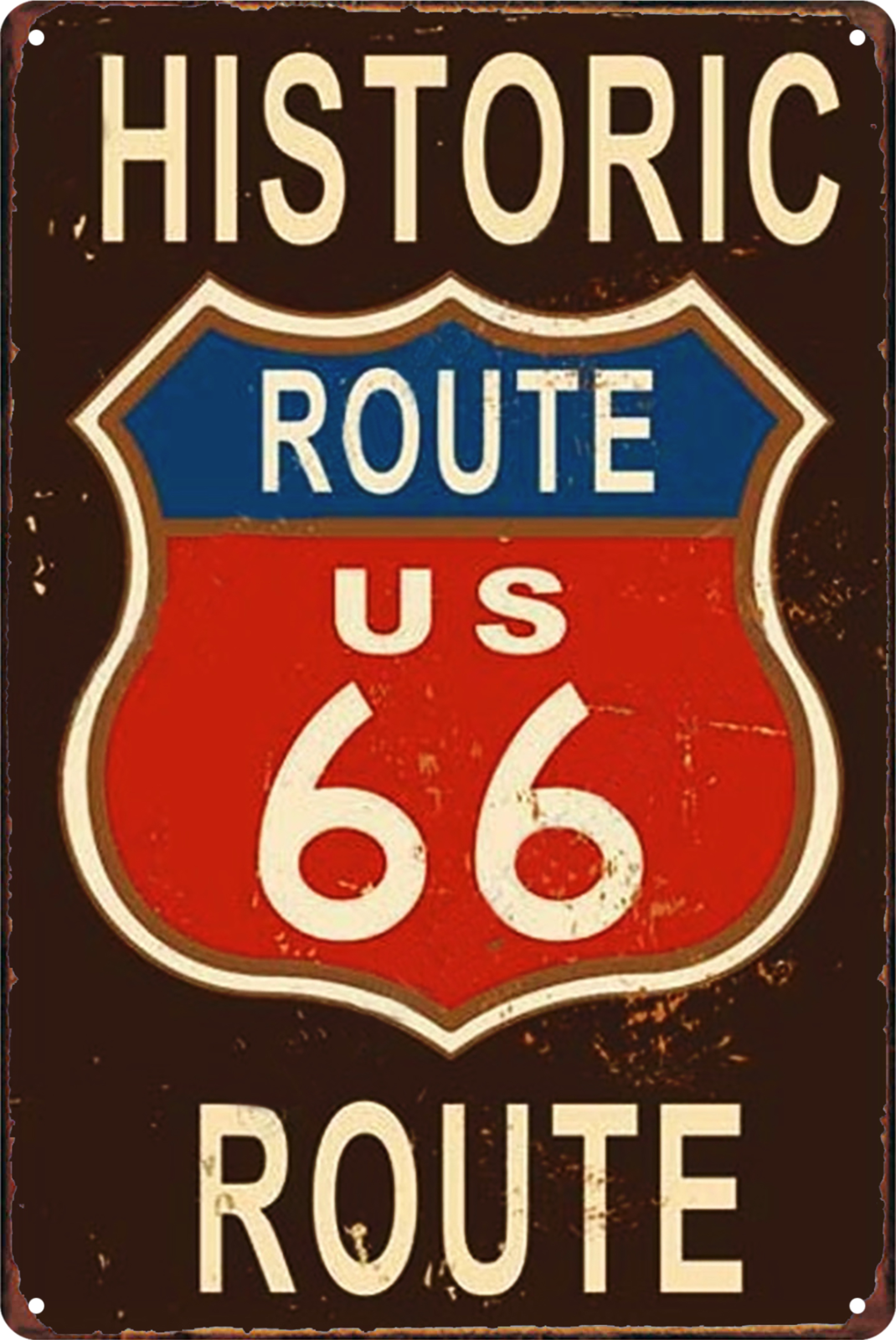 Route 66 Historic Us Tin Sign Rustic Look Vintage Retro 20x30cm