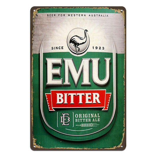 Emu Bitter Drink Beer Tin Metal Sign Rustic Look Vintage Man Cave