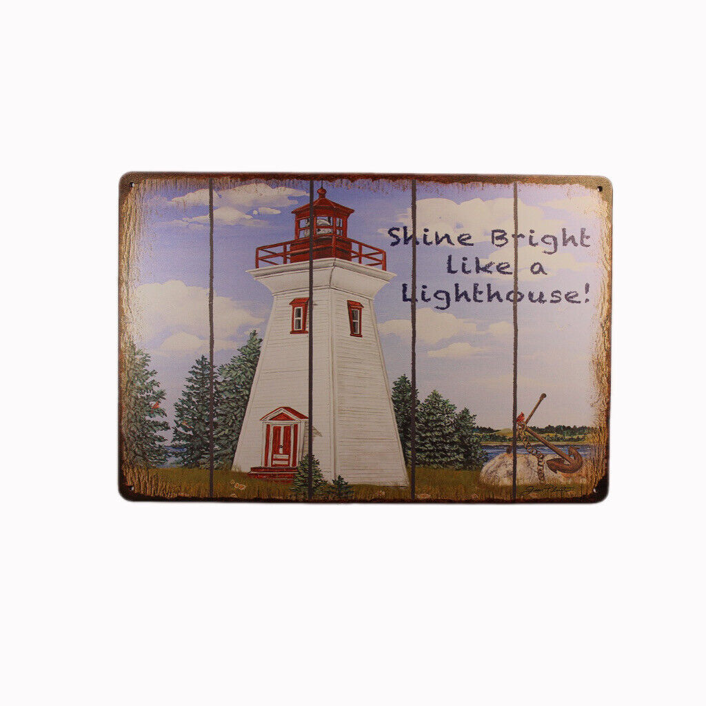 Tin Sign Shine Bright Like A Lighthouse  Sprint Drink Bar Whisky Rustic Look