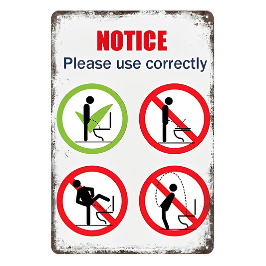 2x Toilet Rule Notice Use Correctly Rustic Tin Sign Abyssus Vintage Garage Bar