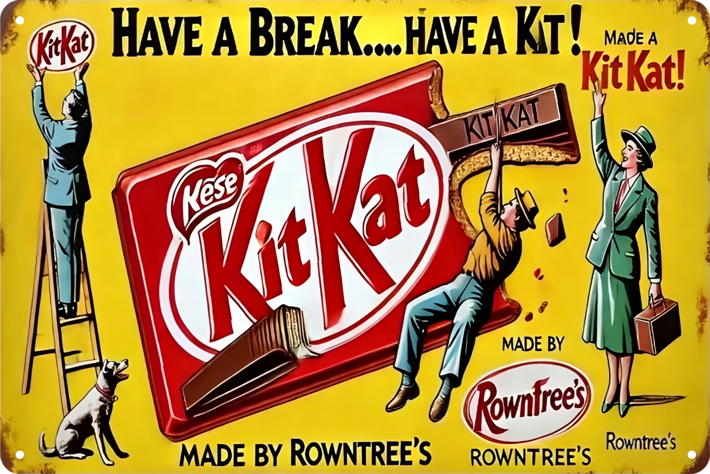 Kit Kat Kese Rowntree Have A Break Have A Kit Tin Sign Rustic Retro 20x30cm