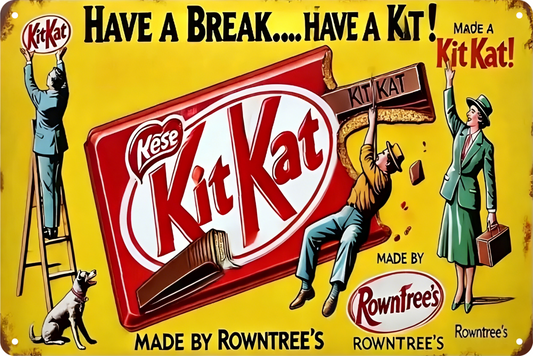 Kit Kat Kese Rowntree Have A Break Have A Kit Tin Sign Rustic Retro 20x30cm