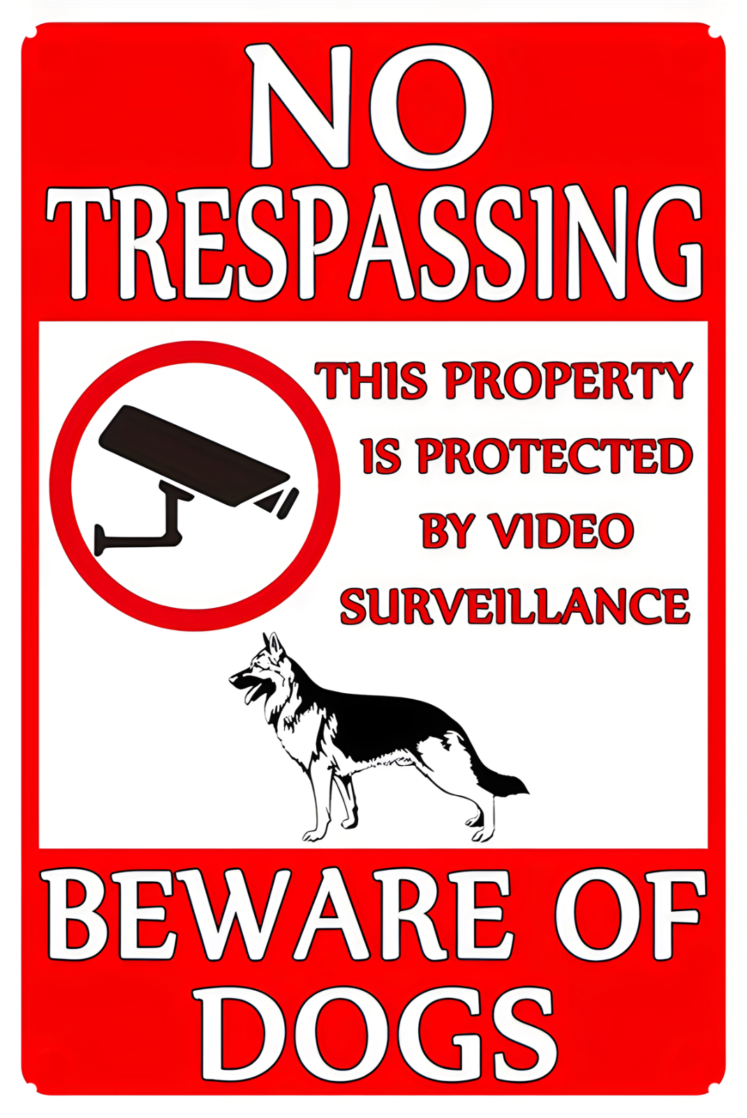 No Trespassing Beware Of Dogs Property Surveillance Video Tin Sign 20x30cm