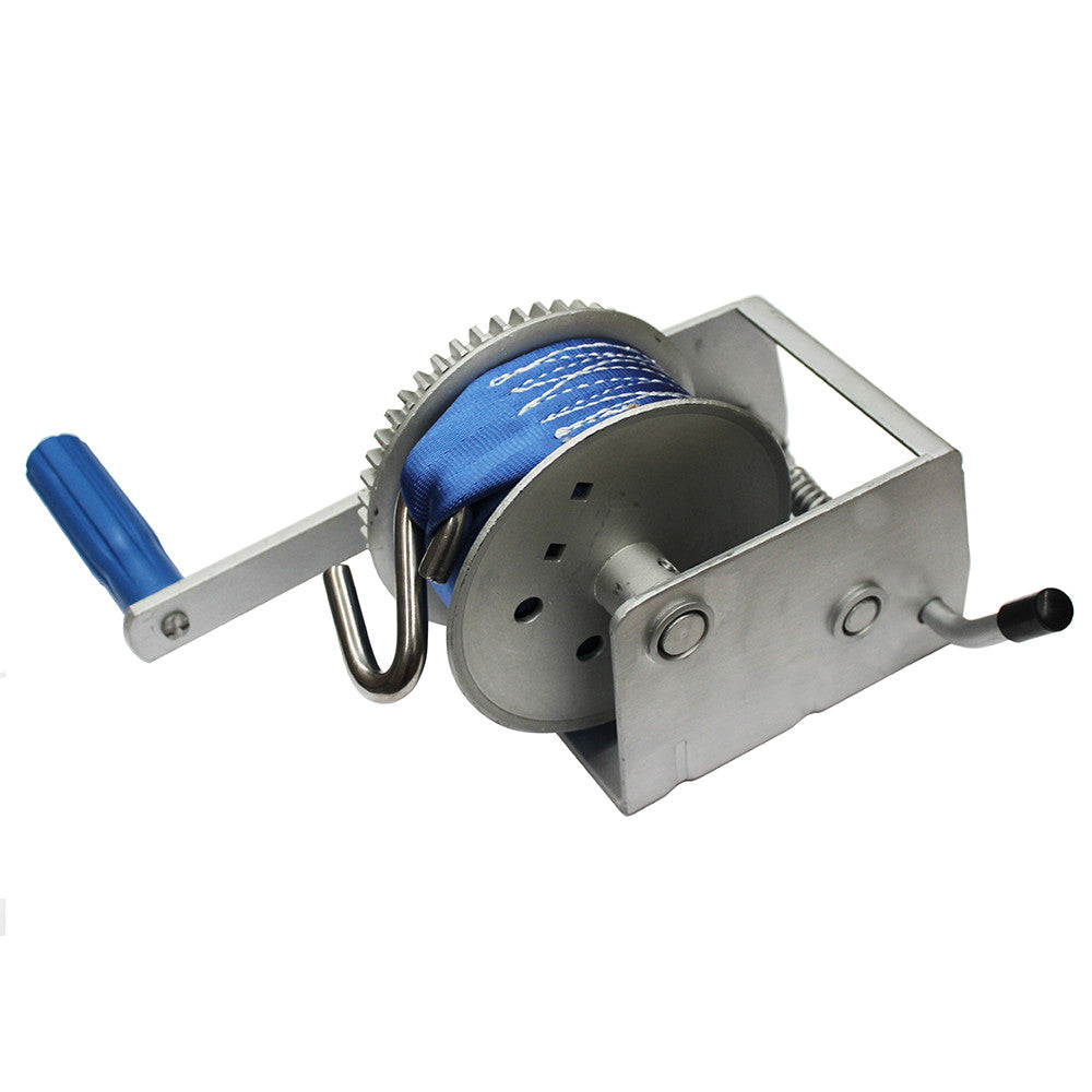 500kg Hand Winch 6m Webbing Strap Shook Ratio 3:1 Boat Marine 1100lb Trailer Hd