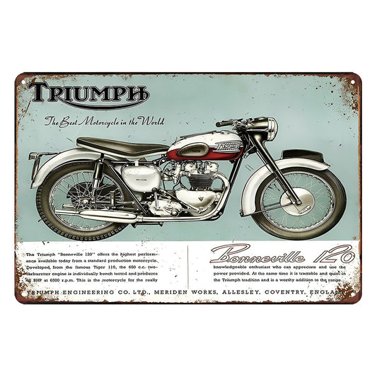 Triumph The Best Motorcycle Bonneville T120 Tin Sign Vintage