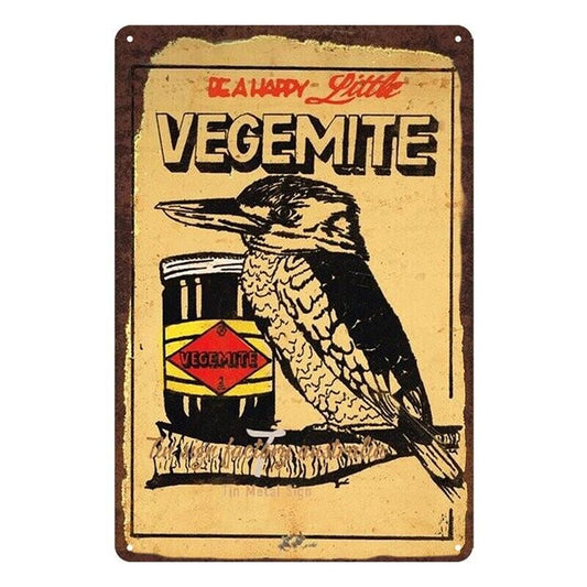 Tin Metal Sign Vegemite Be A Happy Little 20x30cm Rustic Look Vintage