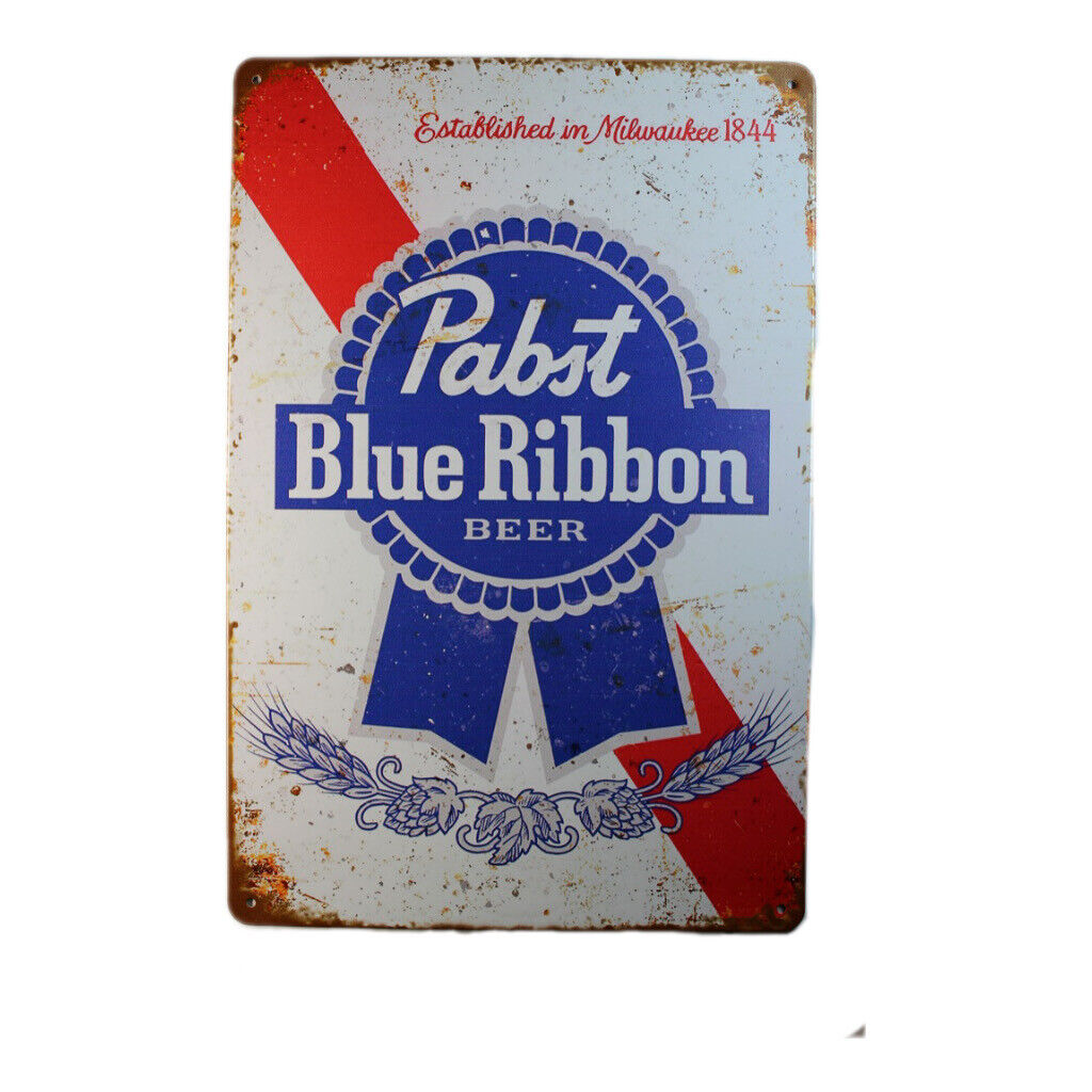 Tin Sign Pabst Blue Ribbon Beer Sprint Drink Bar Whisky Rustic Look