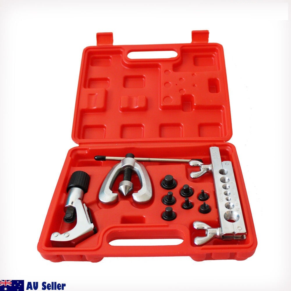 7 Die Tube Pipe Double Flaring Kit 1/4-5/8″ Plumbing Deburrer Brake Air Plumber