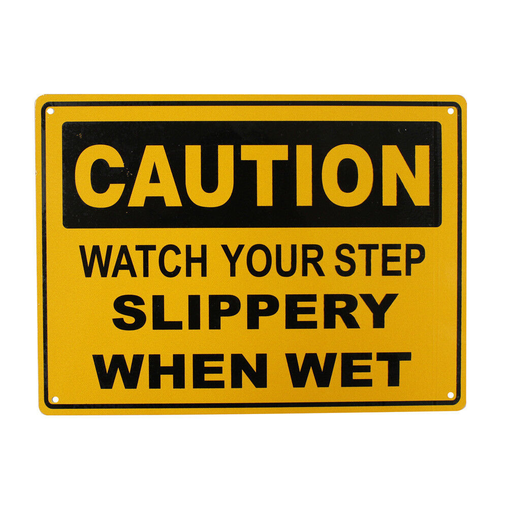 Warning Notice Caution Your Step Slippery When Wet Safe Sign 200x300mm Metal Pro