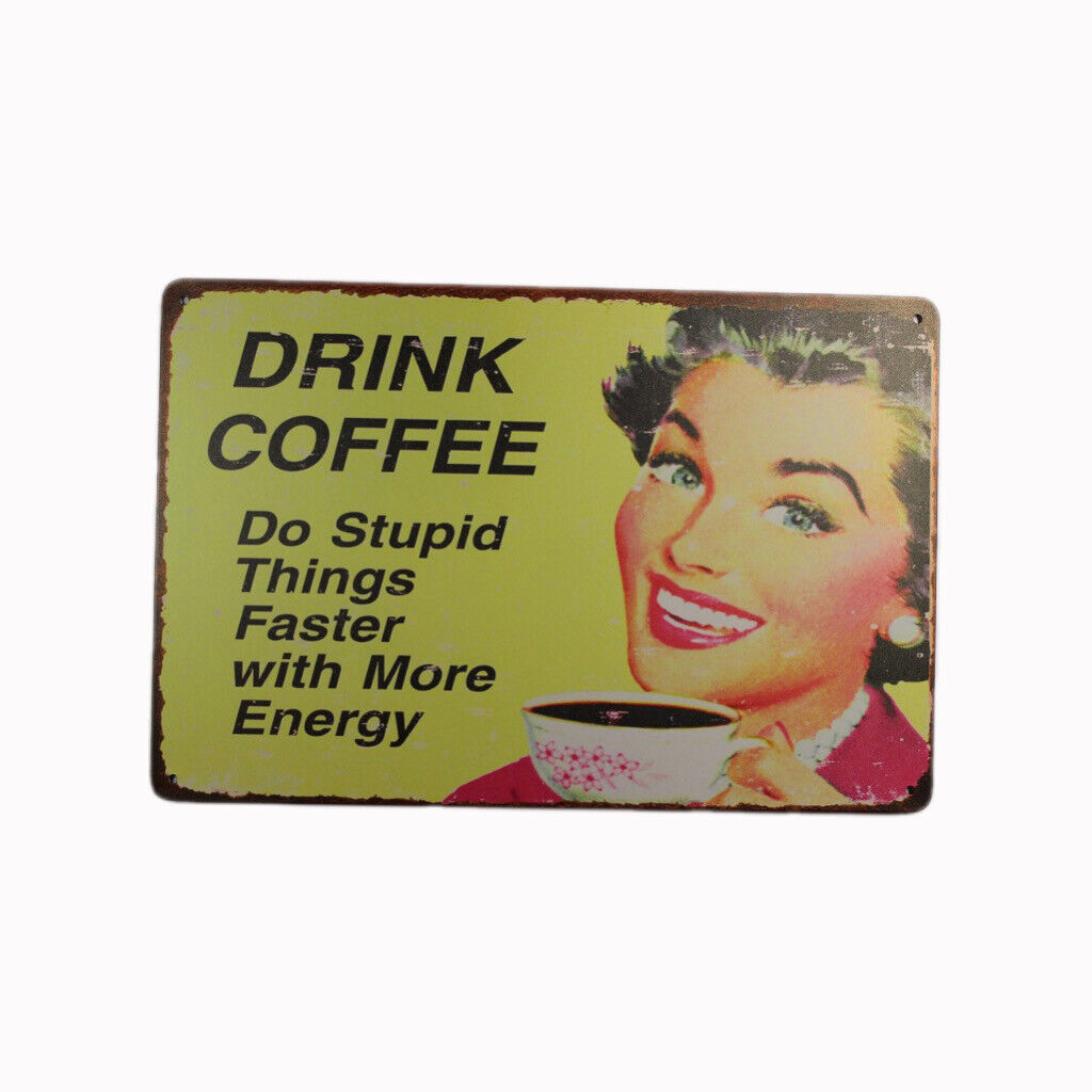 Tin Sign Drink Coffee Sprint Drink Bar Whisky Rustic Look