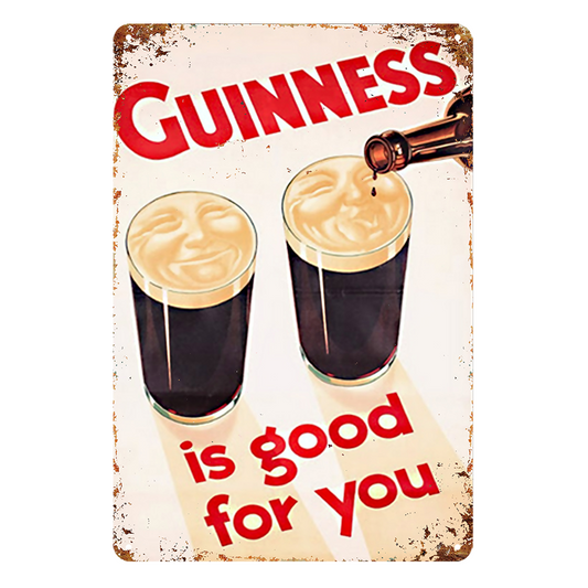 Guinness Beer Good For You Rustic Metal Sign Vintage Tin Decorative Bar