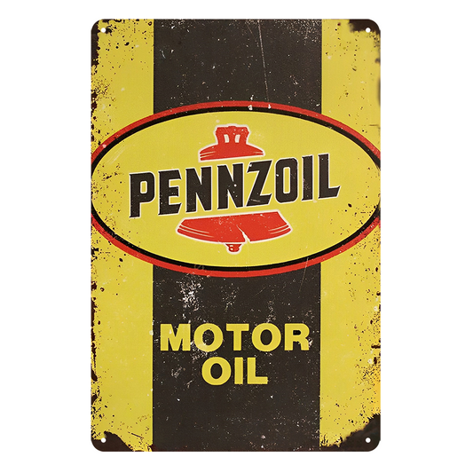 Pennzoil Motor Oil Car Tin Metal Sign Rustic Look Vintage