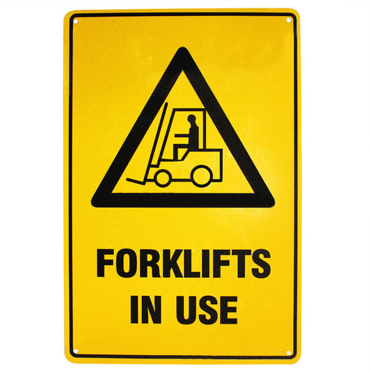 Warning Safety Caution Forklifts In Use Sign 200x300mm Metal Notice Workshop Pro