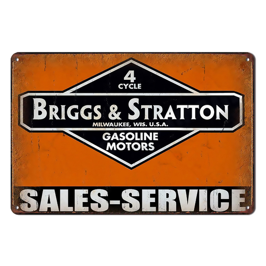 Briggs & Stratton 4 Cycle Gasoline Motor Tin Metal Sign Auto Vintage Man Cave