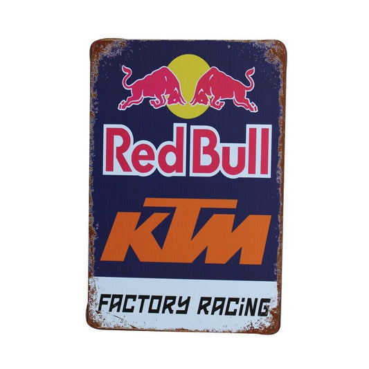 Tin Sign Redbull Ktm Factory Racing Car Mancave Rustic Look