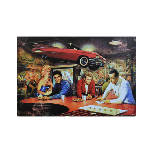 1x Metal Tin Sign Man Car Women Beer 200x300mm Decor Rusty Vintage