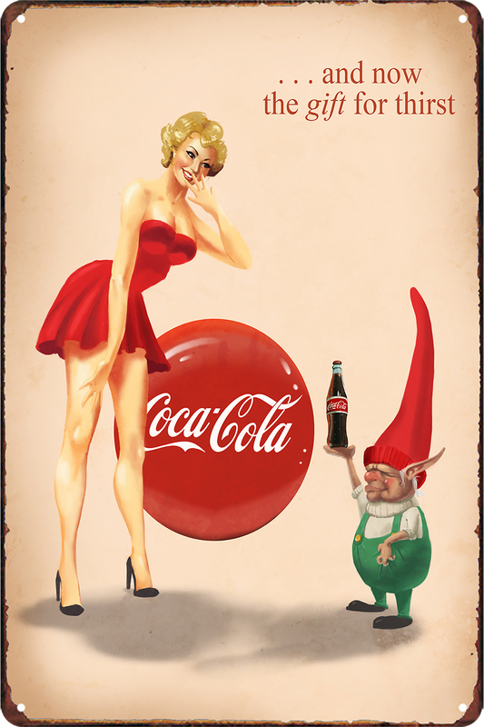 Coca Cola The Gift For Thirst Tin Metal Sign Rustic Look Vintage