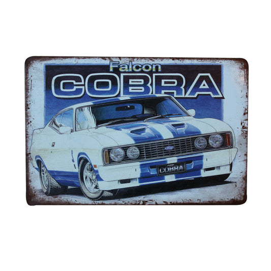 Metal Tin Sign Falcon Cobra Garage Rustic 200x300mm Man Cave