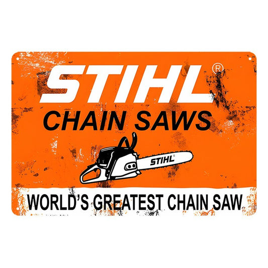 Tin Metal Sign STIHL Chain Saws Mower 20x30cm Rustic Look Vintage