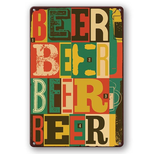 Tin Sign Beer Color Puzzle Rustic Decorative Vintage