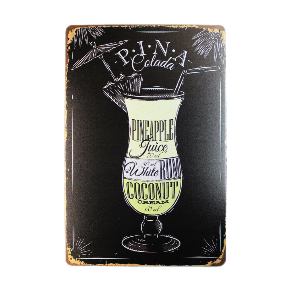 Tin Sign Pineapple Coconut Cream Sprint Drink Bar Whisky Rustic Look