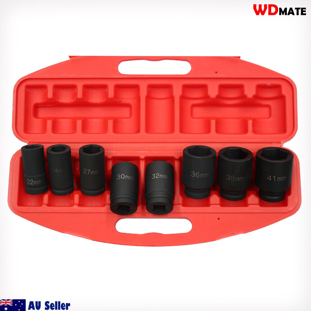 9pc Dr 3/4″ Impact Deep Socket Set H78 Metric 22-41mm Crv Garage Mechanic