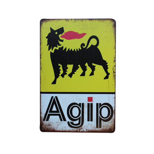 Metal Tin Sign Agip Motor Garage Rustic Look Vintage 200x300mm Man Cave Sign